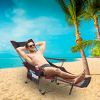Foldable Camping Chair 330Lbs Load Heavy Duty Steel Lawn Chair Collapsible Chair With Reclining Backrest Angle Cup Holder Pillow Side Pocket Carry Bag