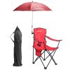 Camping Chair With Umbrella Lightweight Foldable Outdoor Chair With Cup Holder Detachable Sun Canopy Carrying Bag 330Lbs Max Load For Beach Picnic Tra