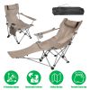 Reclining Camping Chair With Footrest 4-Position Adjustable Outdoor Folding Chair Heavy Duty Portable Camping Lounge Chair With Headrest Cup Holder &