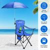 Camping Chair With Umbrella Lightweight Foldable Outdoor Chair With Cup Holder Detachable Sun Canopy Carrying Bag 330Lbs Max Load For Beach Picnic Tra