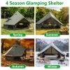 13.1Ft Oxford Bell Tent For Family Camping Spacious Yurt Tent With Stove Jack, 4 Season Glamping Shelter, Waterproof Oxford Hot Tent For 4-8 People