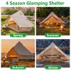 13.1Ft Oxford Bell Tent For Family Camping Spacious Yurt Tent With Stove Jack, 4 Season Glamping Shelter, Waterproof Oxford Hot Tent For 4-8 People