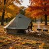 13.1Ft Oxford Bell Tent For Family Camping Spacious Yurt Tent With Stove Jack, 4 Season Glamping Shelter, Waterproof Oxford Hot Tent For 4-8 People