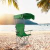 Foldable Beach Canopy Chair Sun Protection Camping Lawn Canopy Chair 330Lbs Load Folding Seat W/ Cup Holder For Beach Poolside Travel Picnic