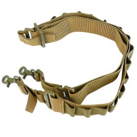 Tactical Shotgun Sling 2 Point Gun Sling Adjustable Shoulder Strap Rifle Shotgun Belts W/ 15-Shell Holders (Color: Khaki)