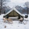 13.1Ft Oxford Bell Tent For Family Camping Spacious Yurt Tent With Stove Jack, 4 Season Glamping Shelter, Waterproof Oxford Hot Tent For 4-8 People