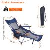 Foldable Camping Chair 330Lbs Load Heavy Duty Steel Lawn Chair Collapsible Chair With Reclining Backrest Angle Cup Holder Pillow Side Pocket Carry Bag