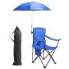 Camping Chair With Umbrella Lightweight Foldable Outdoor Chair With Cup Holder Detachable Sun Canopy Carrying Bag 330Lbs Max Load For Beach Picnic Tra